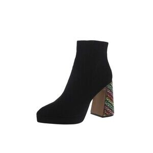 Betsey Johnson Womens 7.5 M Black Raylan Platform Block Heel Ankle Boots NIB OC2